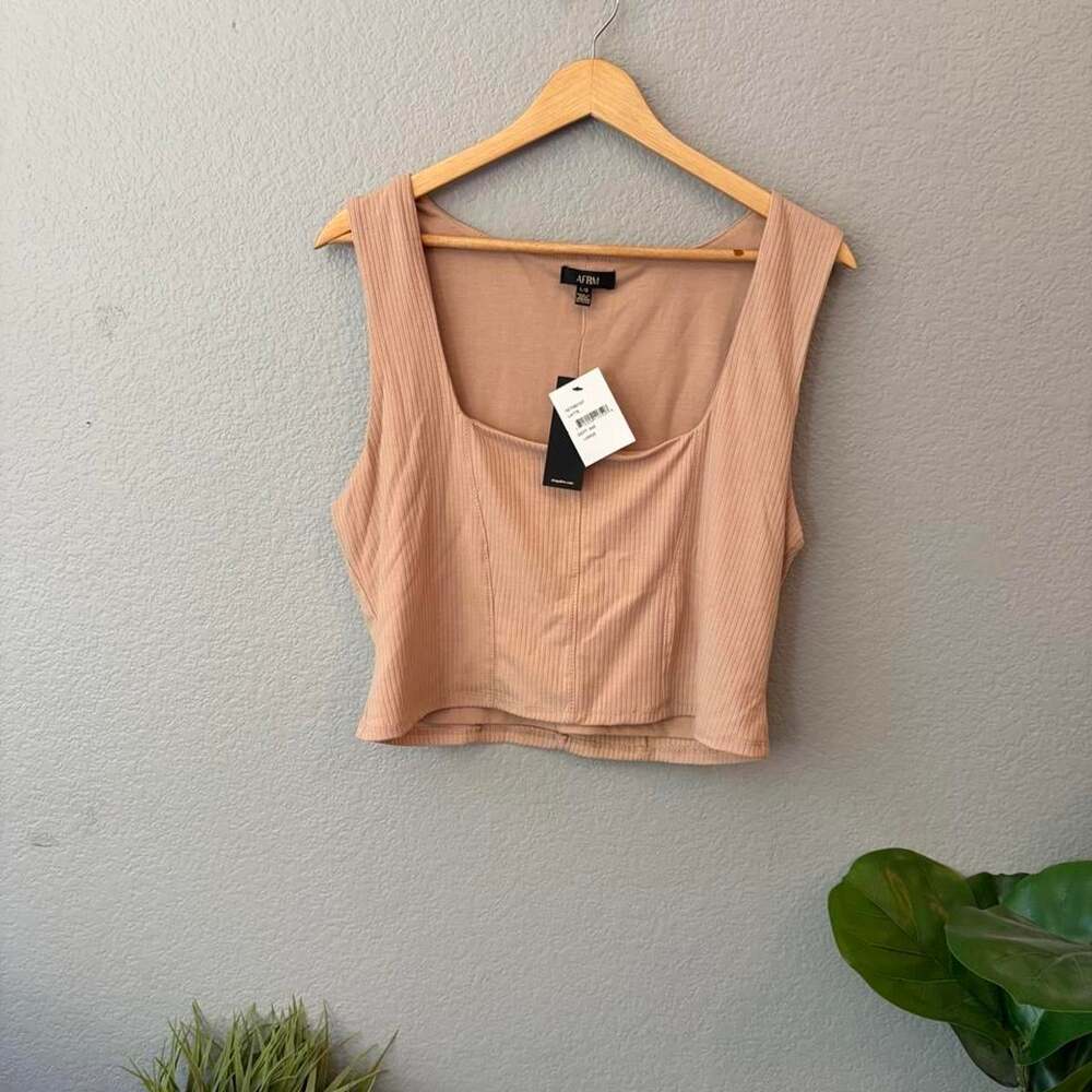AFRM Women's Tan and Pink Crop-top